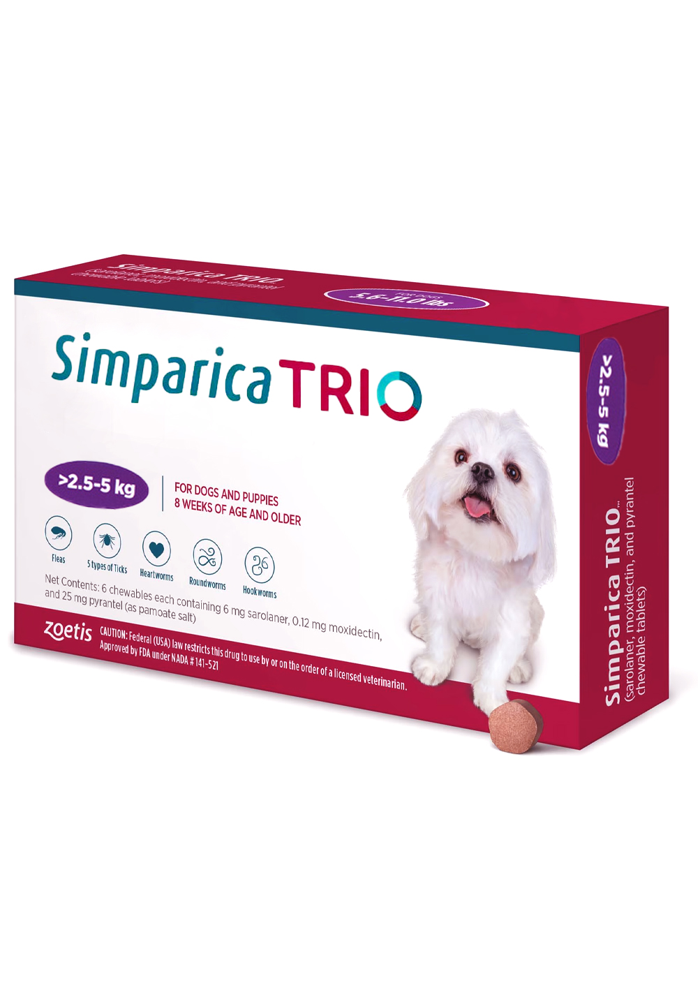 simparica TRIO 1 Tablet For Dogs 2.5-5kg