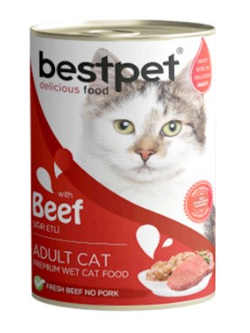 Bestpet Wet Food Chunks with Beef in Jelly for Adult Cats 400gm