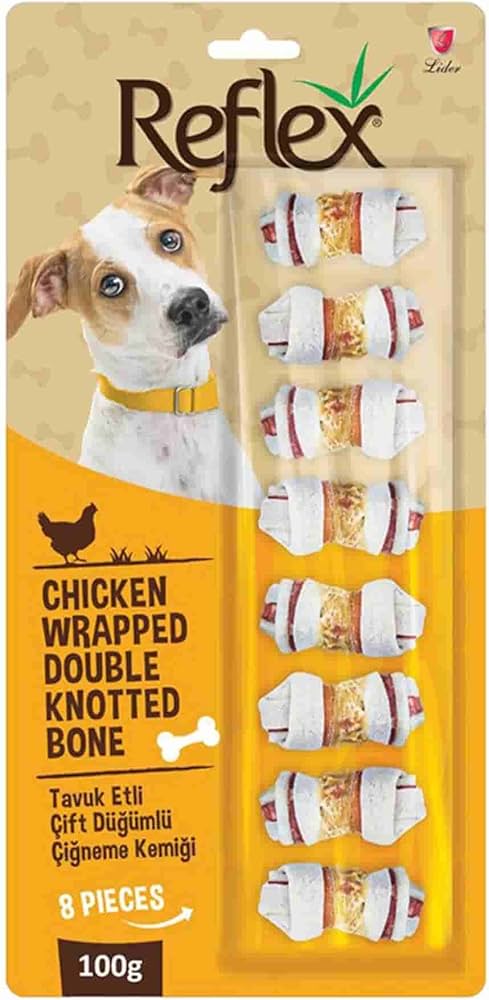 Reflex Chicken Wrapped Double Knotted Bone 8 Piece 100G