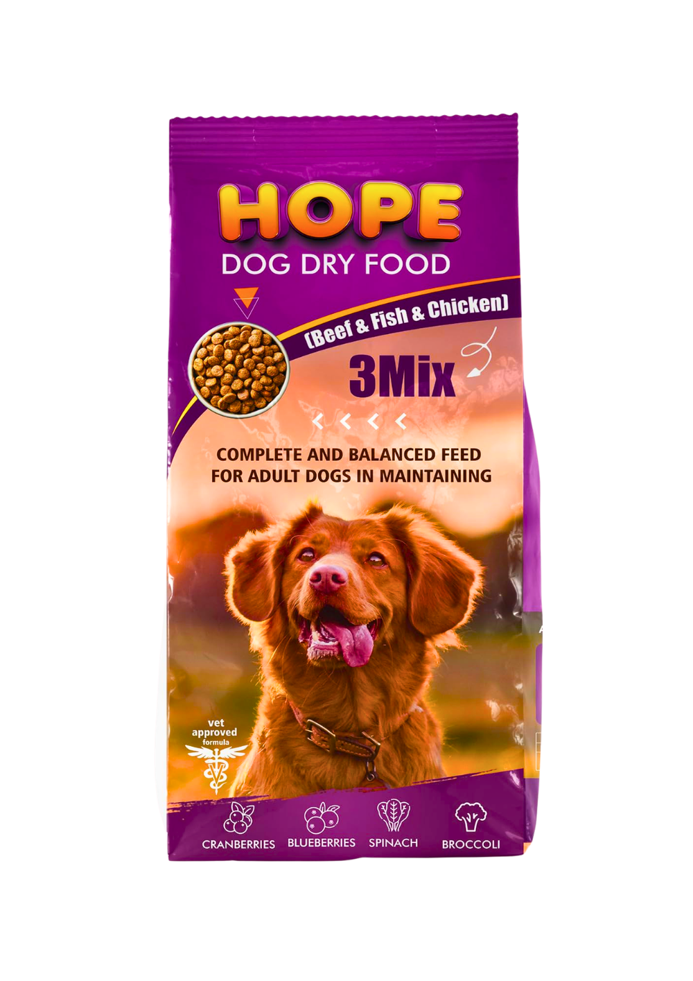 Hope Adult Dog Dry Food, 3Mix with Beef, Fish & Chicken, 18 kg
