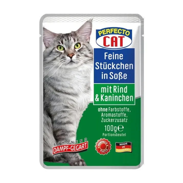 Perfecto Cat Fine Chunks in Sauce with Beef And Rabbit 100g