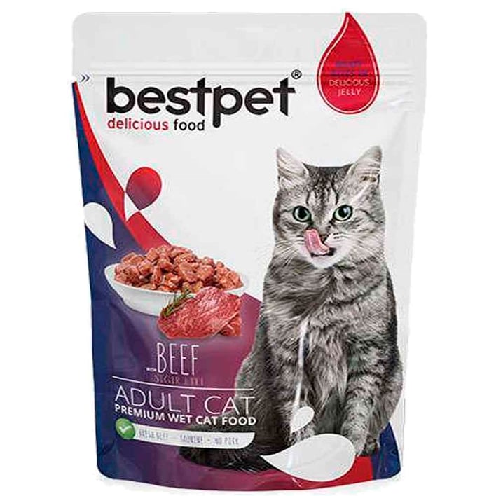 Bestpet Wet Food with Beef in Jelly for Adult Cats 85gm