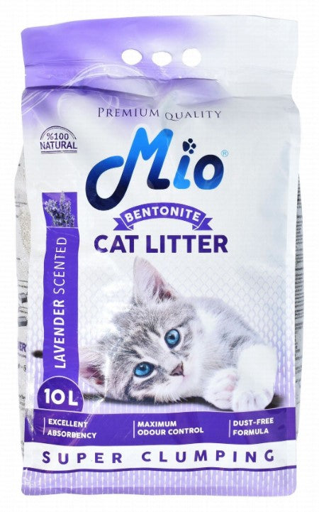 Mio Bentonite Clumping Cat Litter lavender Scent - dust free 10L