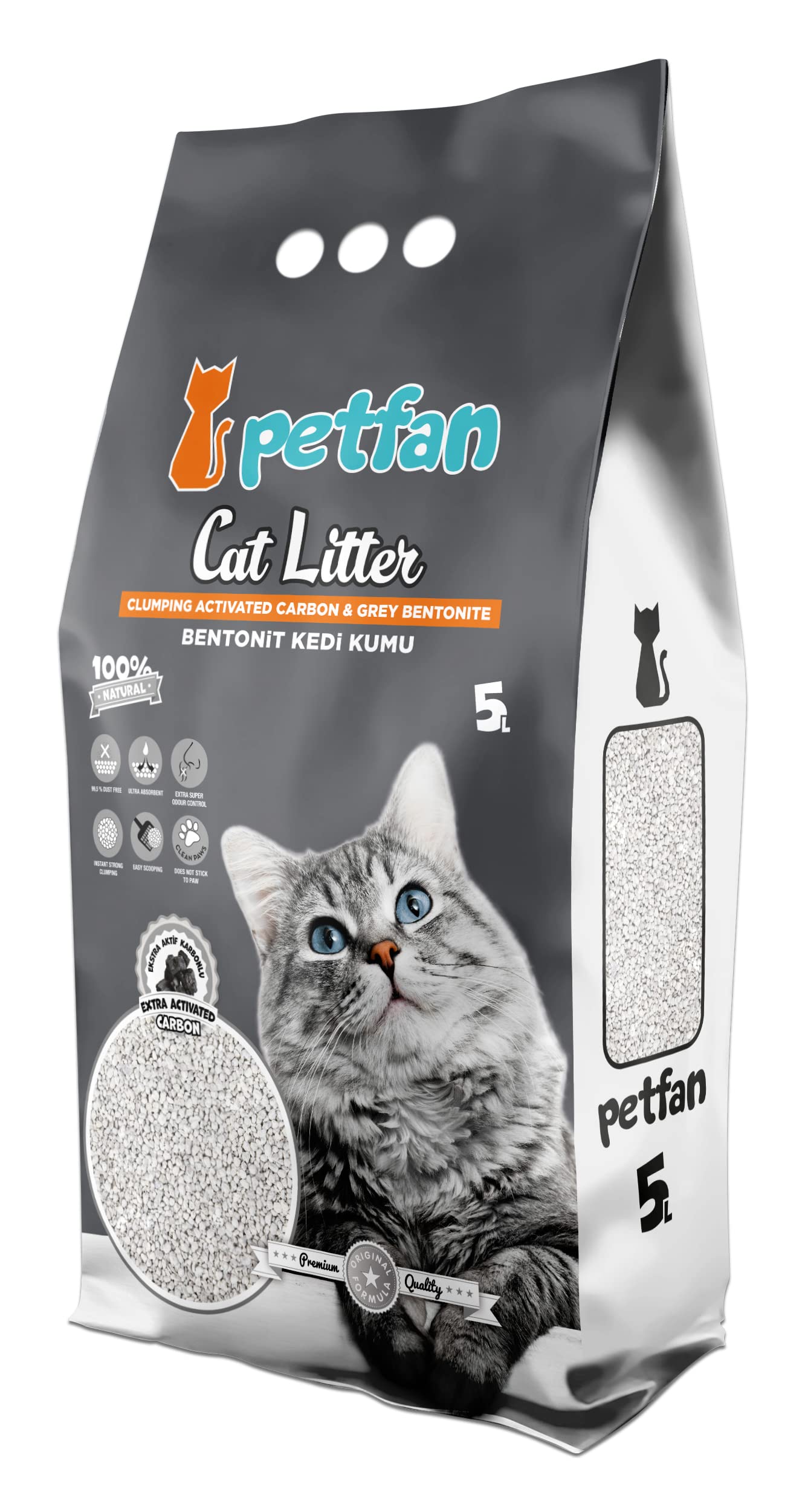 Pet fan cat litter carbon scented 5L
