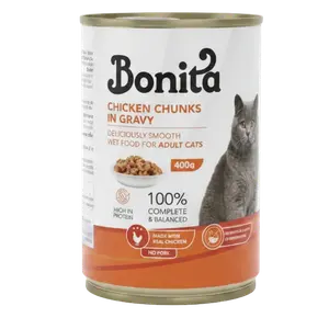 Bonita Cat Wet Food Adult With Chicken Chunks - Can 400g