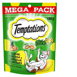 TEMPTATIONS™ Mega Pack Cat Treats MixUps Catnip, Chicken and Cheddar 180G
