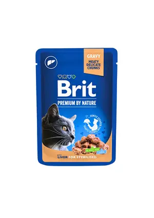 Brit Chunks in Gravy with Liver for Sterilised Cats 100g