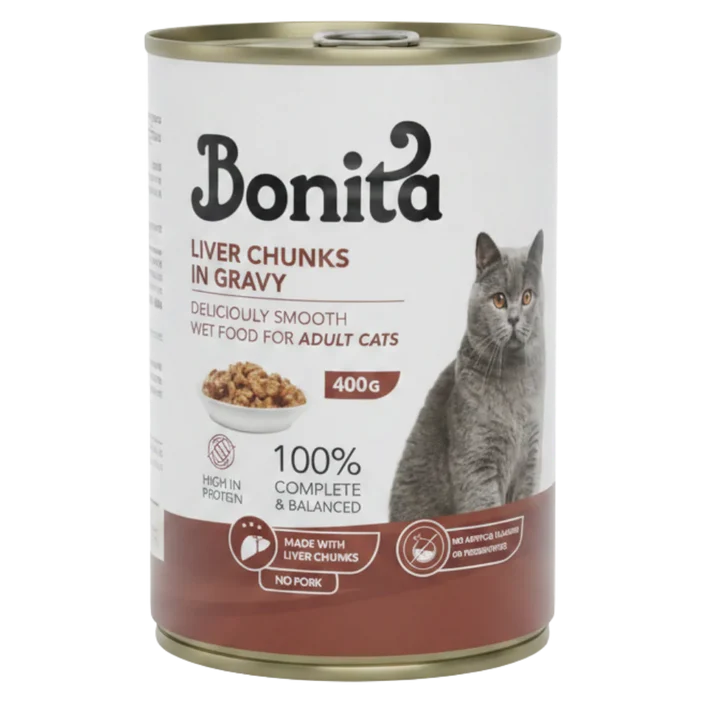 Bonita Cat Wet Food Adult With Liver Chunks - Can 400g
