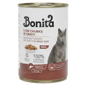 Bonita Cat Wet Food Adult With Liver Chunks - Can 400g