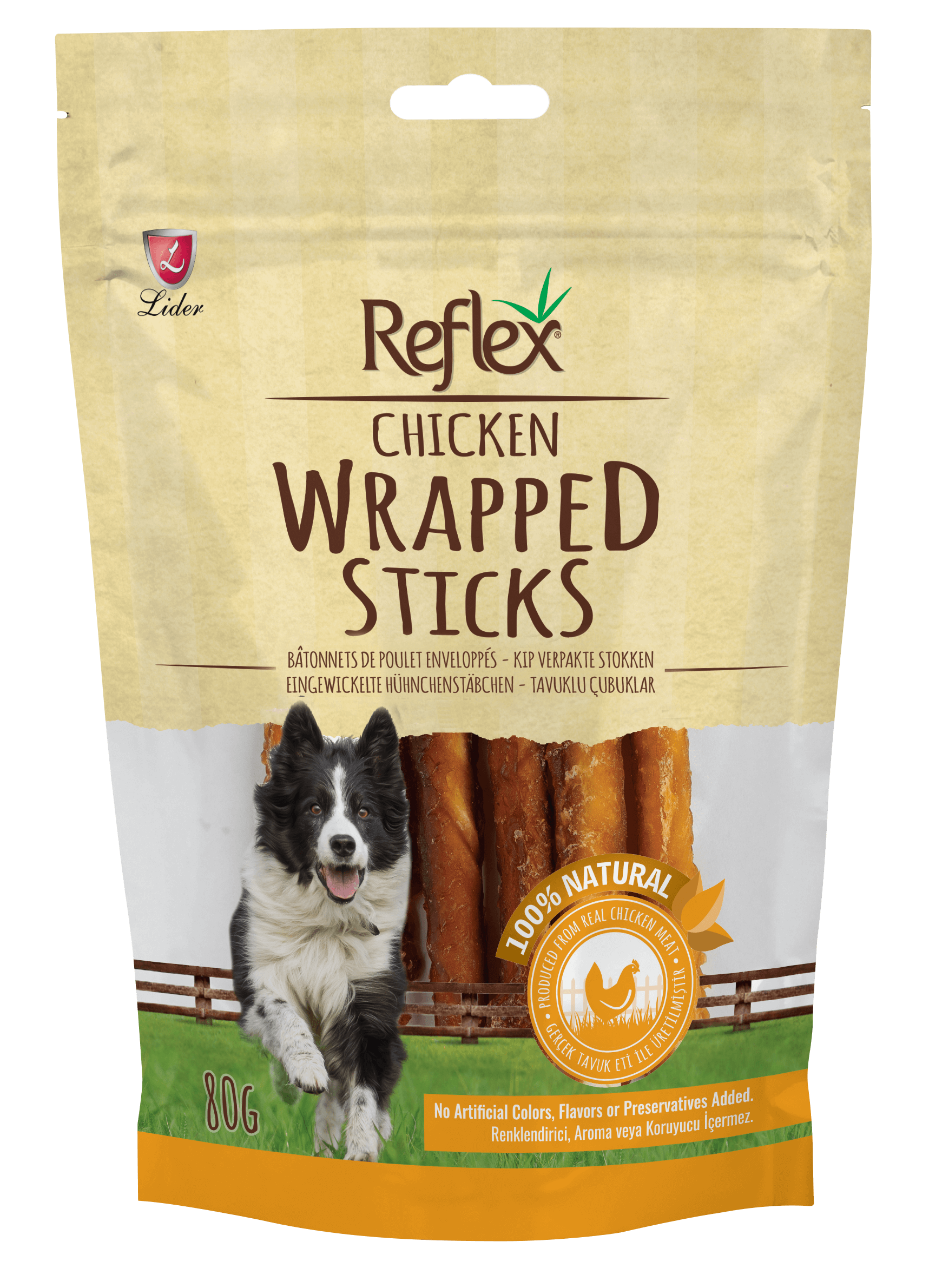 Reflex Chicken Wrapped Sticks Dog Treats 80G
