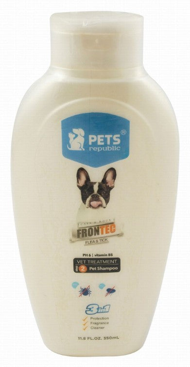 Pets Republic Frontec Step 2 Flea & Tick Shampoo for Pets (12+ Weeks) - DEA free alcohol free paraben free350 ml