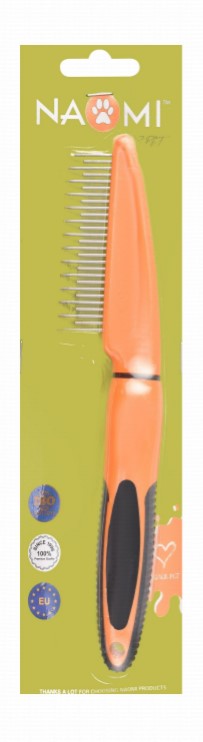 Naomi Pet Grooming Rake Comb Black And Orange
