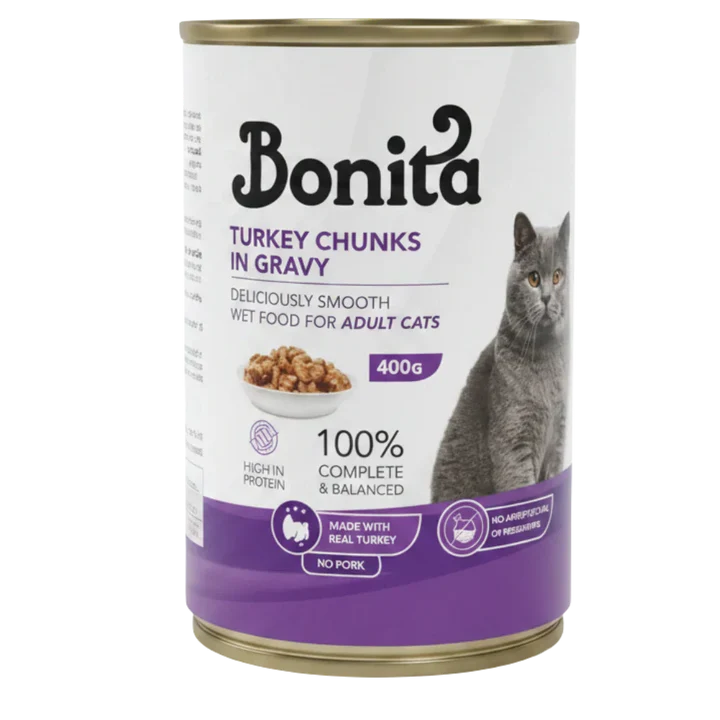 Bonita Cat Wet Food Adult With Turkey Chunks - Can 400g