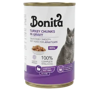 Bonita Cat Wet Food Adult With Turkey Chunks - Can 400g