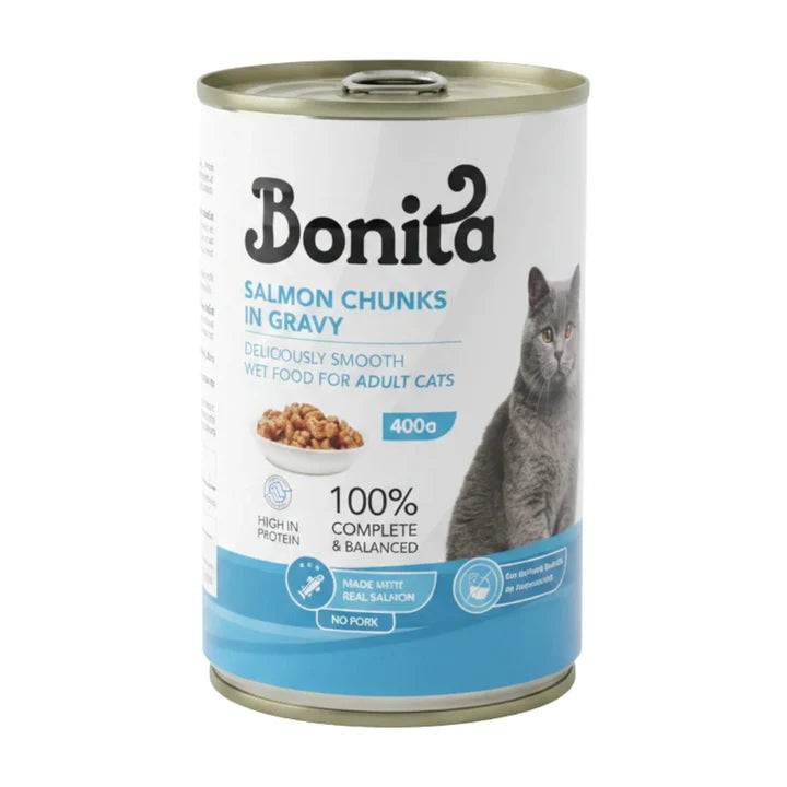 Bonita Cat Wet Food Adult With Salmon Chunks - Can 400g