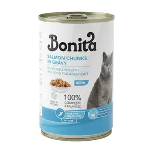 Bonita Cat Wet Food Adult With Salmon Chunks - Can 400g