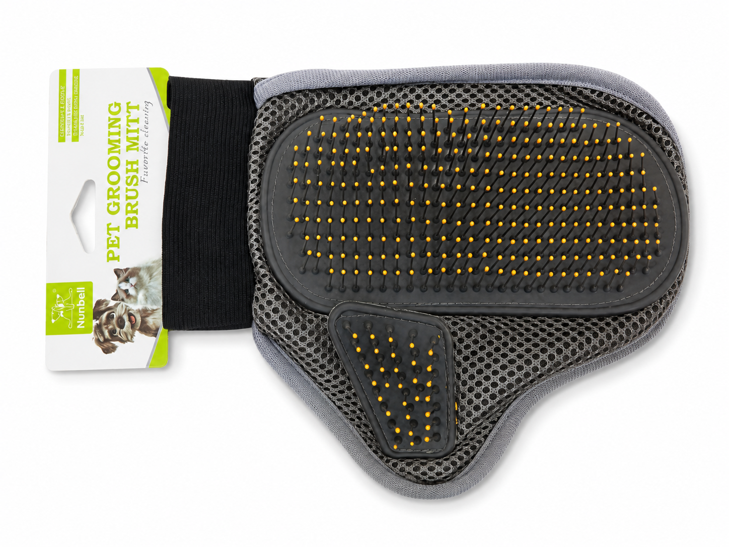 Nunbell Pet Deshedding Grooming Glove with Metal Pins