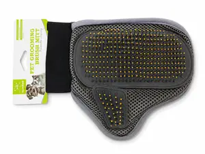Nunbell Pet Deshedding Grooming Glove with Metal Pins