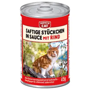 Perfecto Cat Juicy Chunks in Sauce with Beef 415g