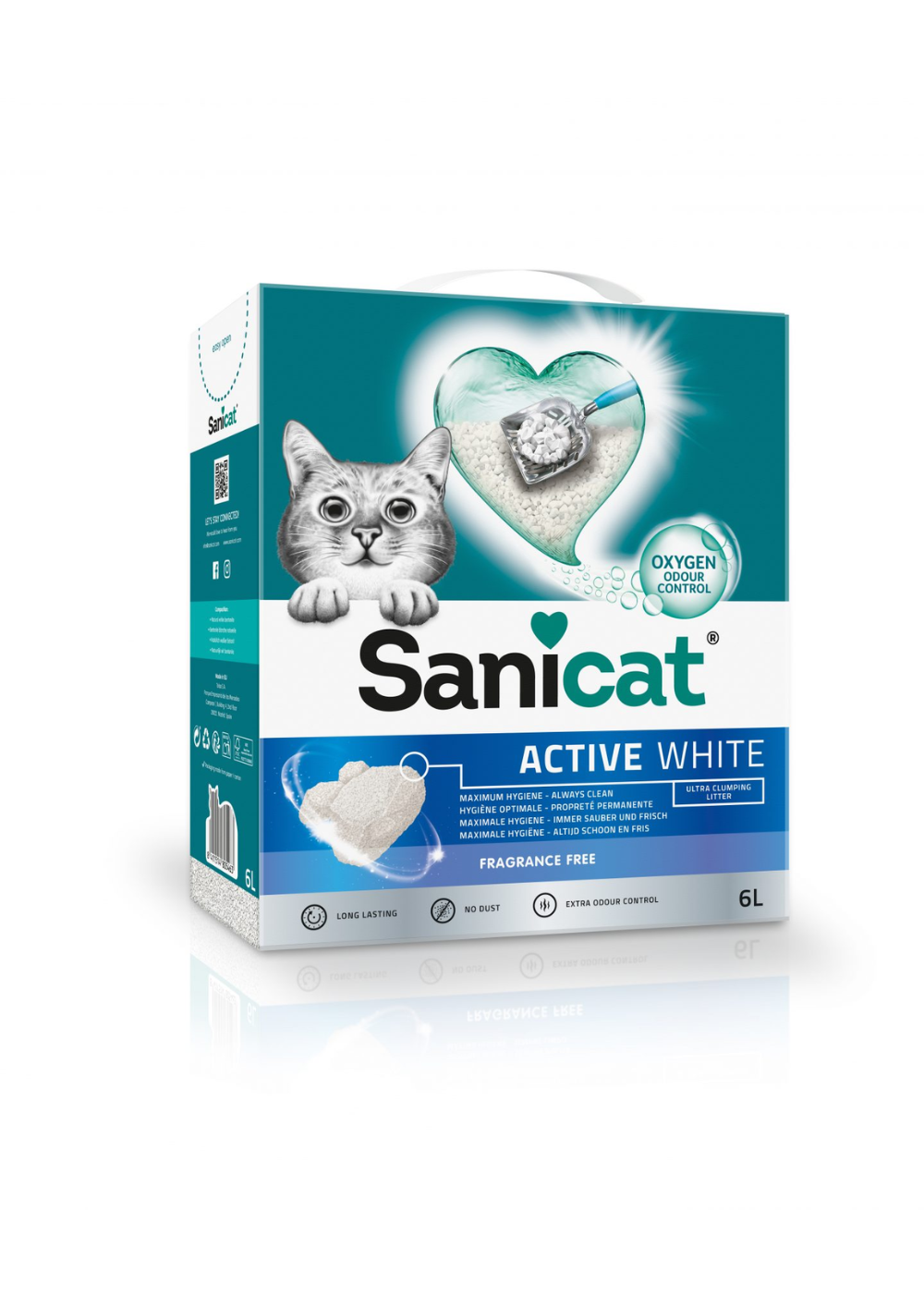 Sanicat Clumping Litter Active White Fragrance Free Cat Litter 6L