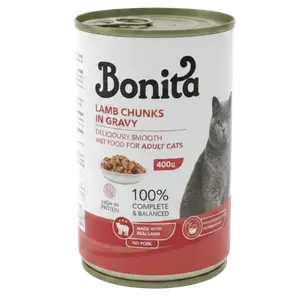 Bonita Cat Wet Food Adult With Lamb Chunks - Can 400g