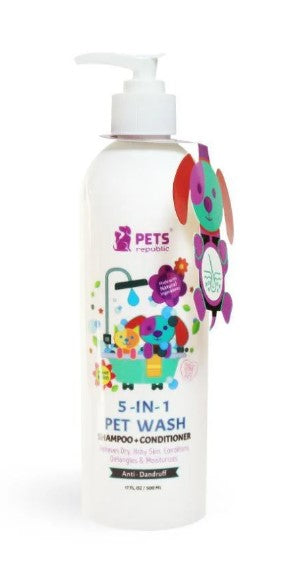 Pets Republic 5in1 Anti-Dandruff Pet Shampoo & Conditioner Bubblegum Scent - sulfate free parabens free chemicals free500 ml