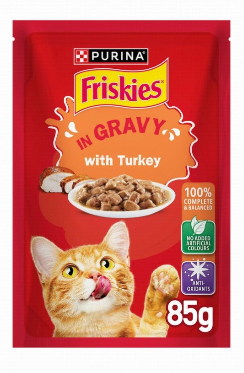 Purina Friskies Wet Cat Food with Turkey in Gravy - colorants free 85g