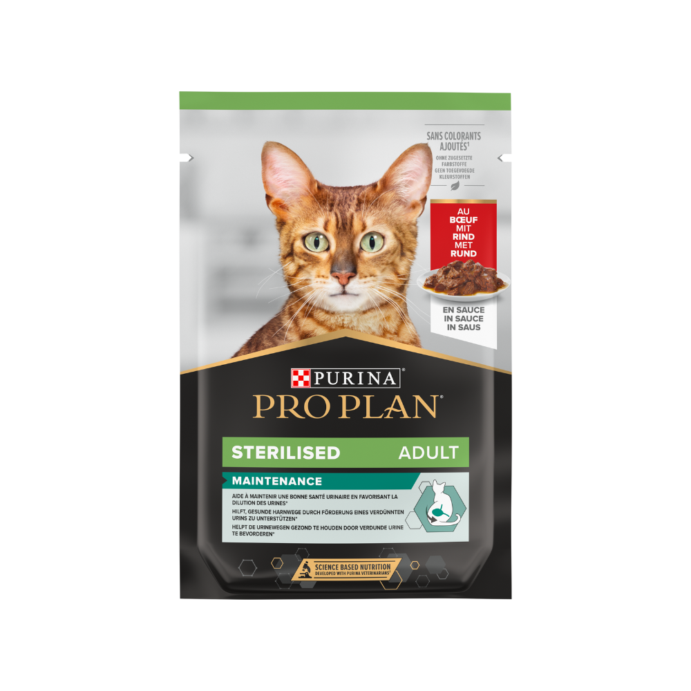PURINA® PRO PLAN® Adult STERILISED MAINTENANCE With Beef in Sauce Pouch 85g