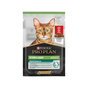 PURINA® PRO PLAN® Adult STERILISED MAINTENANCE With Beef in Sauce Pouch 85g