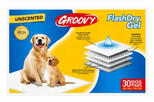 Groovy Flash Dry Gel Dog Training Pads Unscented (90x60cm)30 per pack