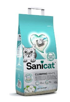 Sanicat White Clumping Cat Litter Cotton Fresh Scent 10L