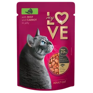 My Love Wet Food For Adult Cat With Beef & Carrot In Jelly 85g