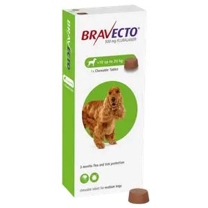 Bravecto MSD 10-20Kg Adult Dog Flea & Tick Treatment - 1 Tablet