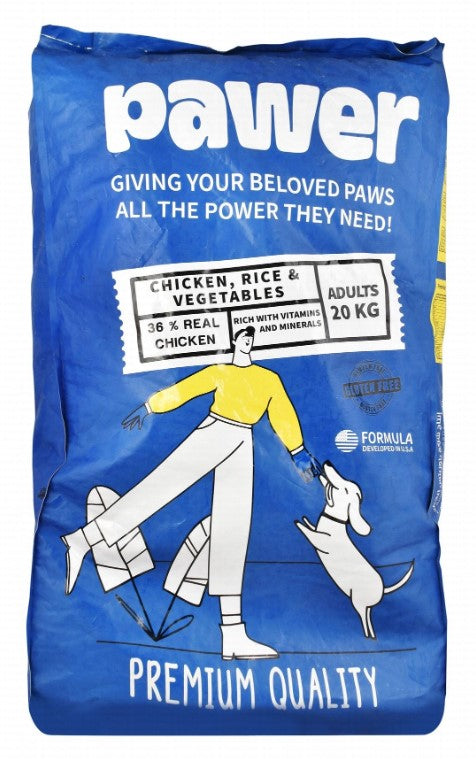 Pawer Dry Food with Chicken Rice & Vegetable for Adult Dogs20 kg