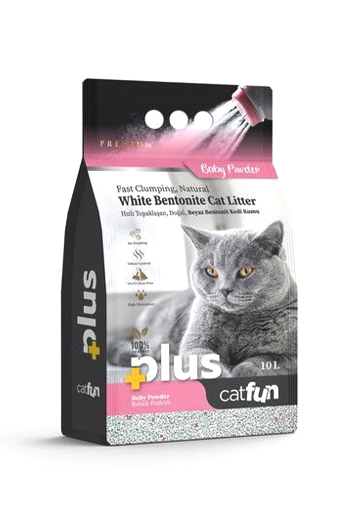 CATFUN Plus White Bentonite Cat Litter 10L Baby Powder
