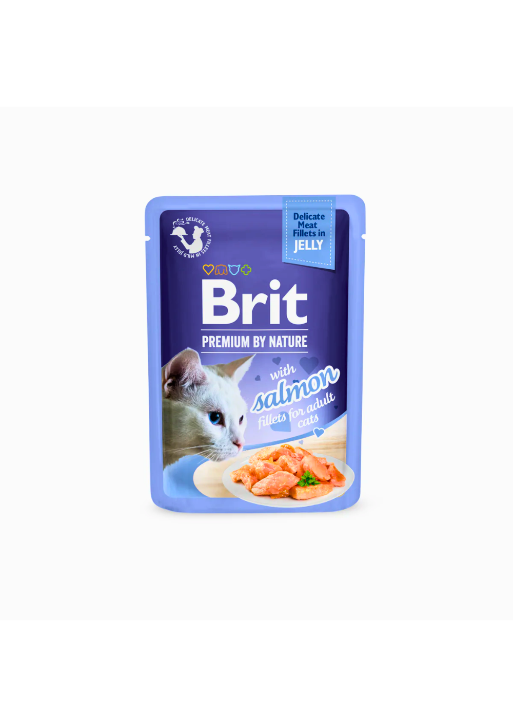 Brit Premium Cat Pouch with Salmon Fillets in Jelly for Adult Cats 85g