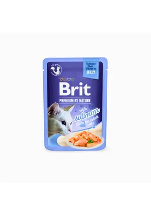 Brit Premium Cat Pouch with Salmon Fillets in Jelly for Adult Cats 85g