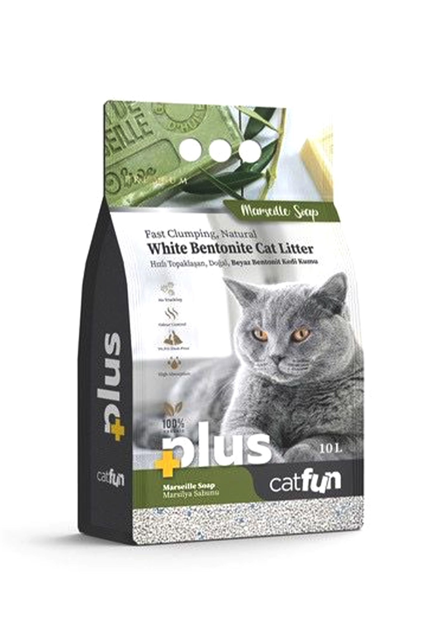 CATFUN Plus White Bentonite Cat Litter 10L Marseille Soap