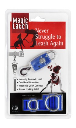 Magic Latch Blue Magnetic Leash Connector with Collar Rings For Dogs (2-38KG)