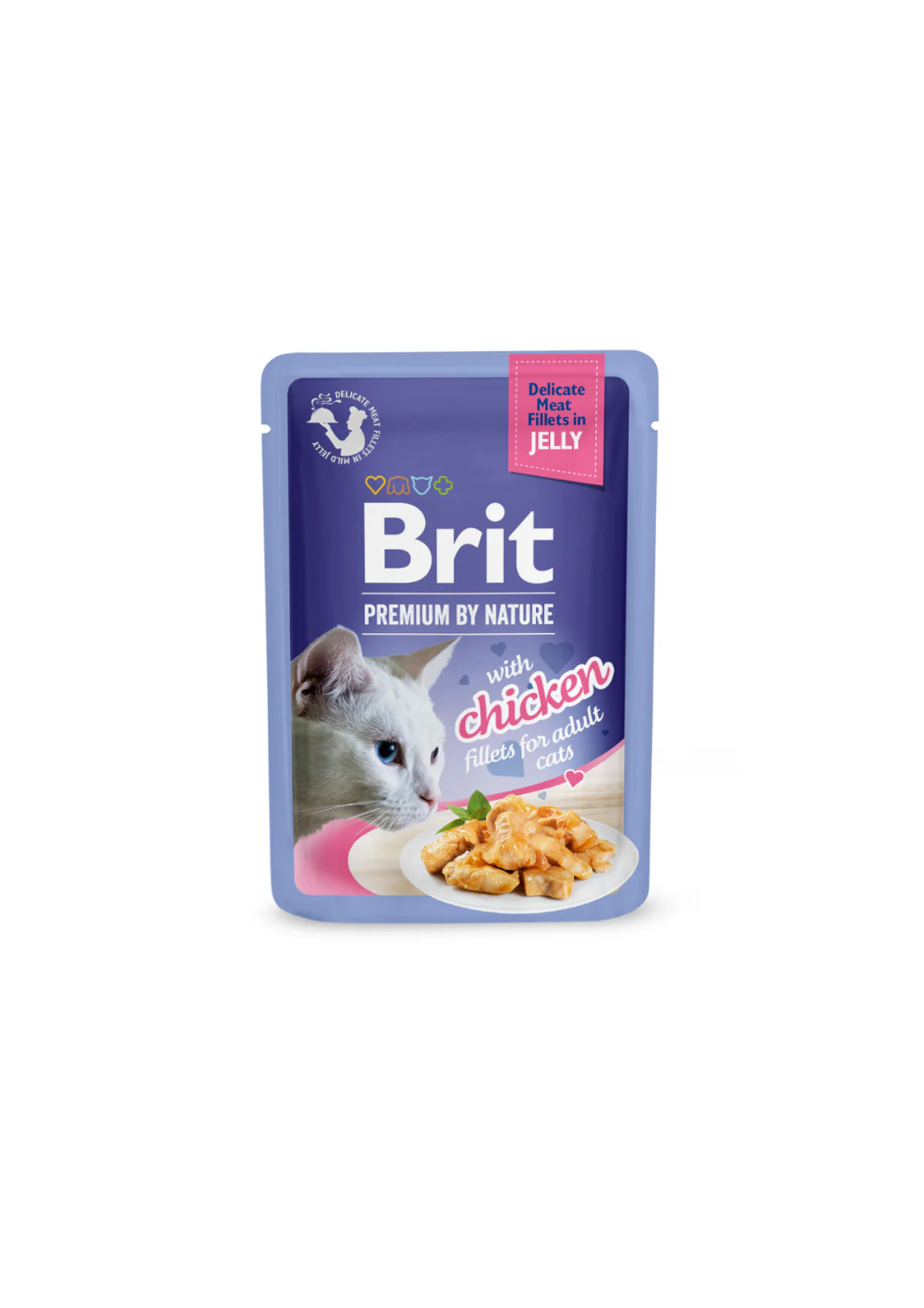 Brit Premium Cat Pouch with Chicken Fillets in Jelly for Adult Cats 85g