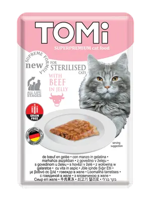 Tomi with Beef for Sterilised Cats in Jelly (85G)