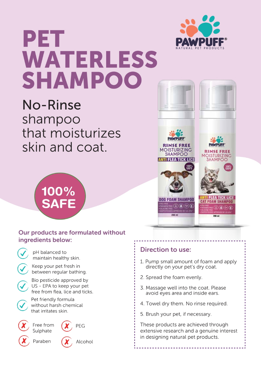 PAWPUFF Pet Waterless Shampoo