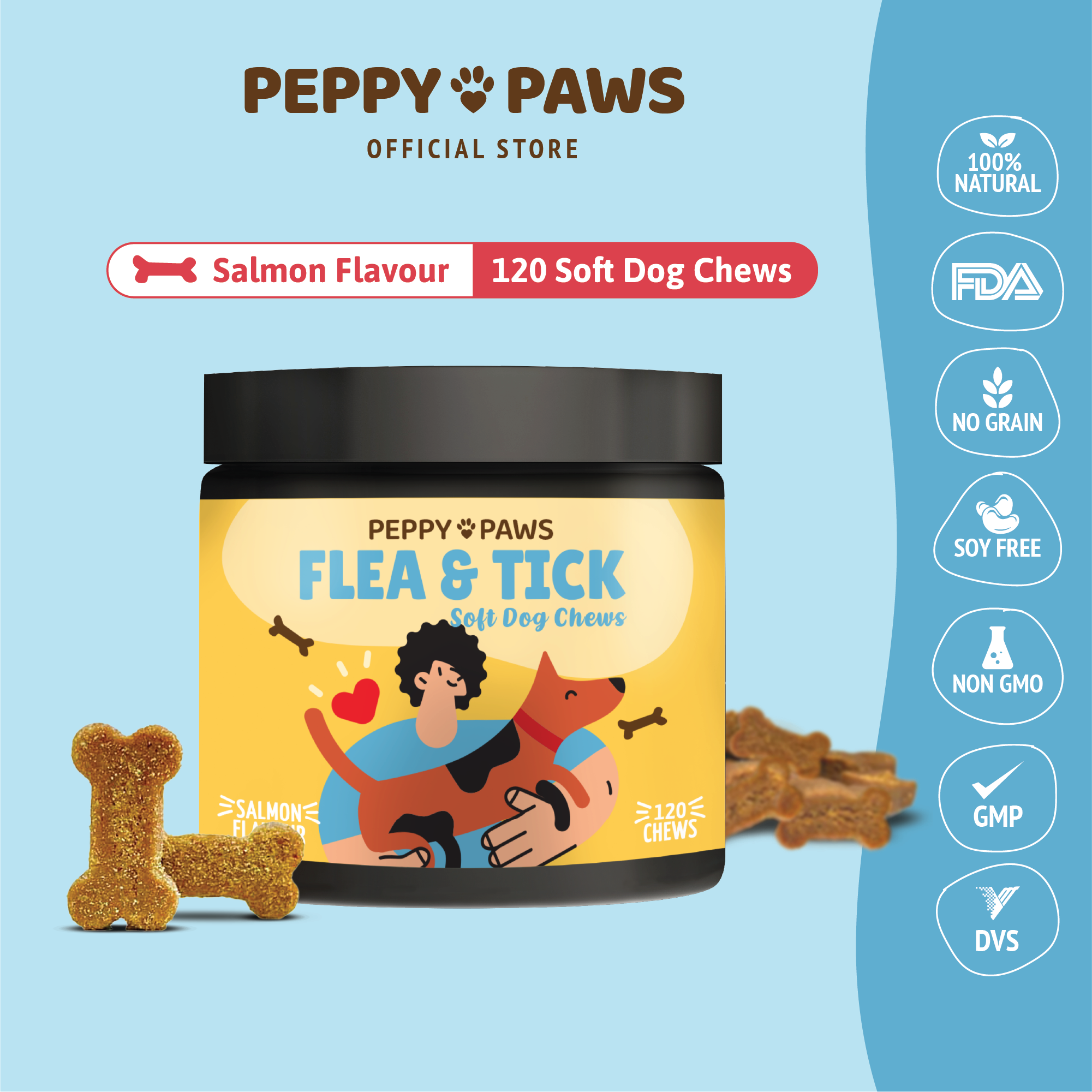 Preview of Peppy Paws Flea & Tick Soft Dog Chews (120 Chews)