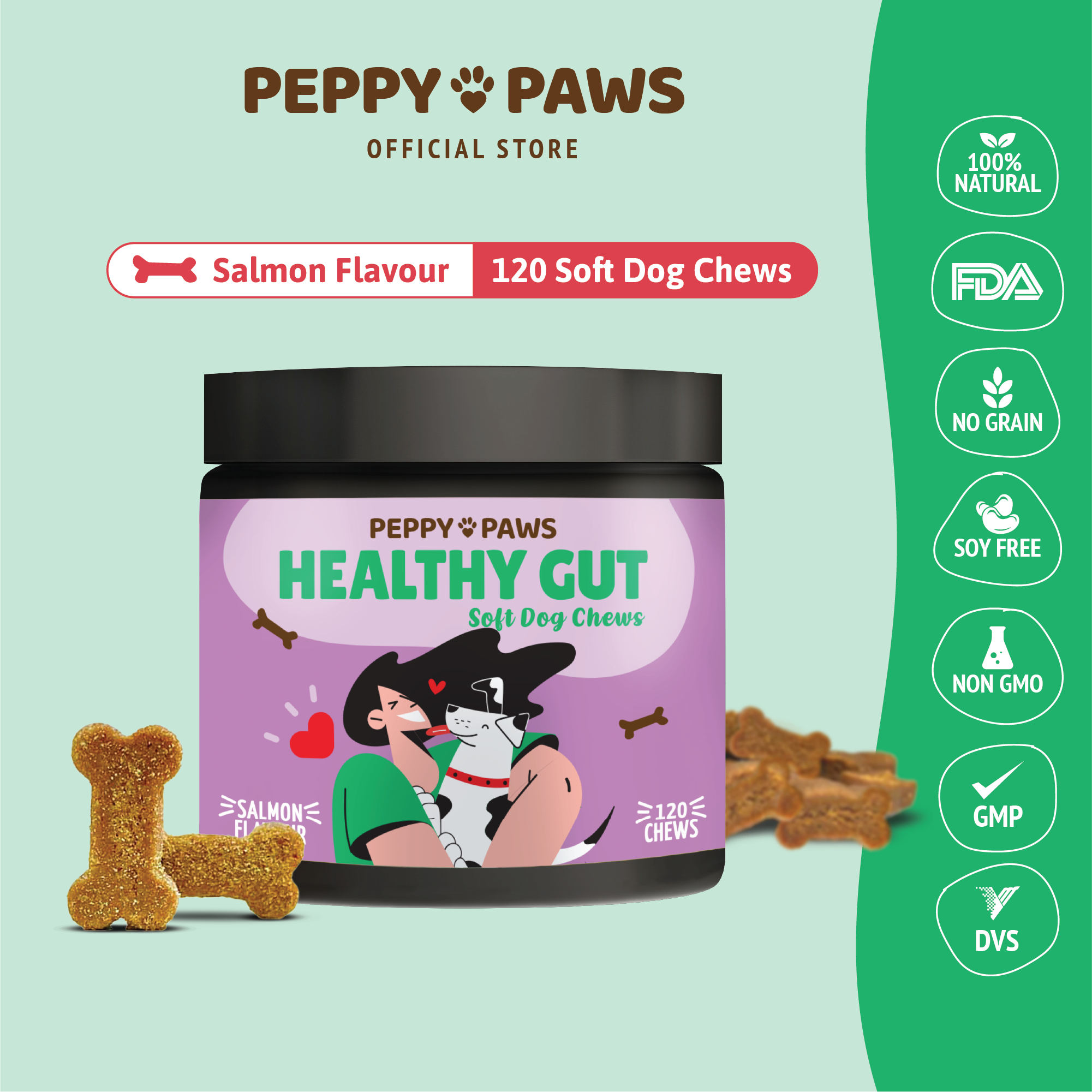 Preview of Peppy Paws Healthy Gut Soft Dog Chews (120 Chews)