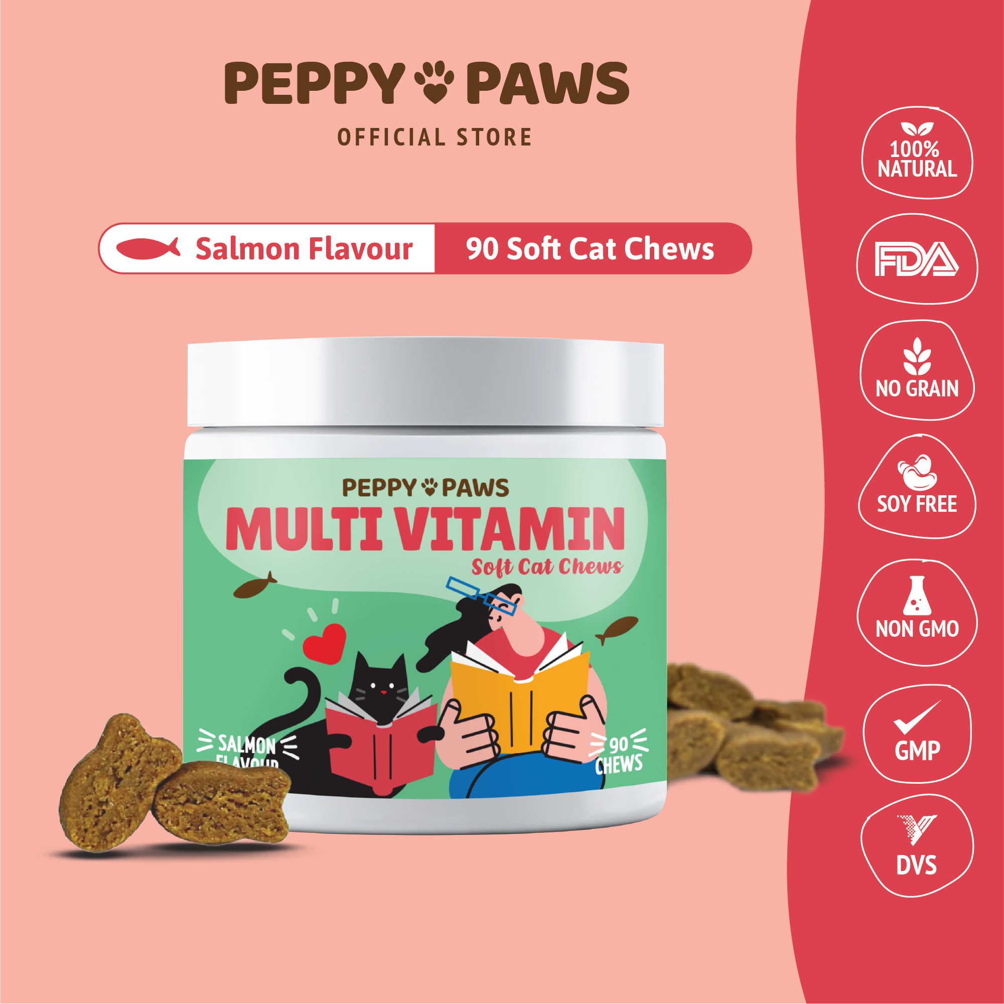 Peppy Paws Multivitamin Soft Cat Chews (90 Chews)