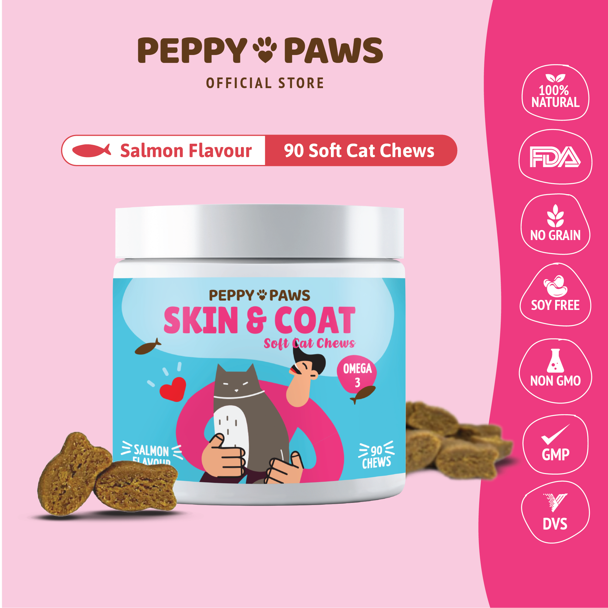 Preview of Peppy Paws Skin & Coat Soft Cat Chews (90 Chews)