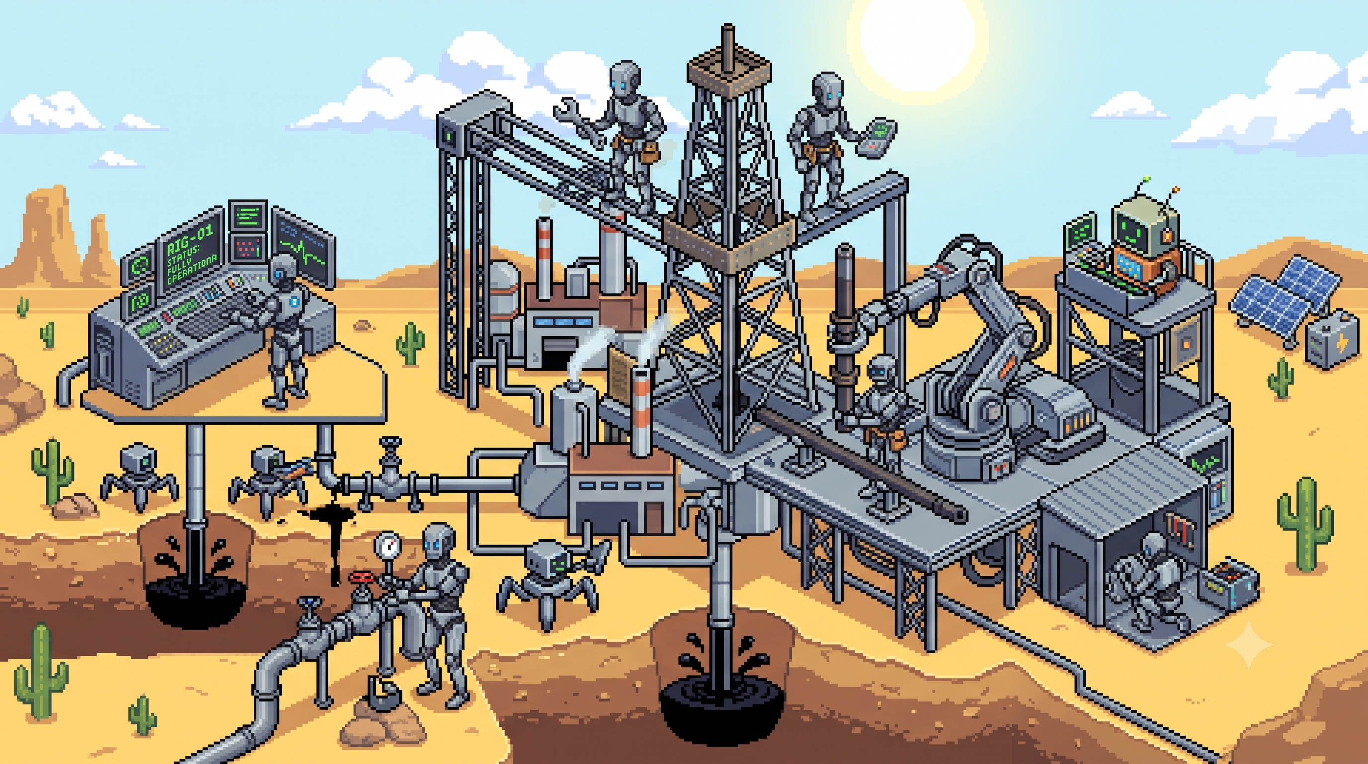 Data as oil being extracted by robots (generated using Gemini)
