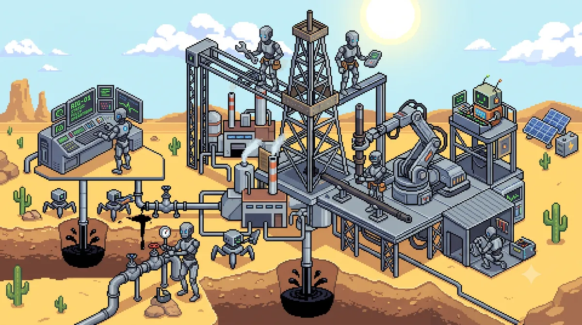 Data as oil being extracted by robots (generated using Gemini)