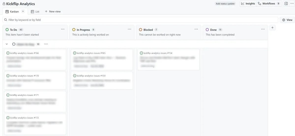 GitHub issue kanban board