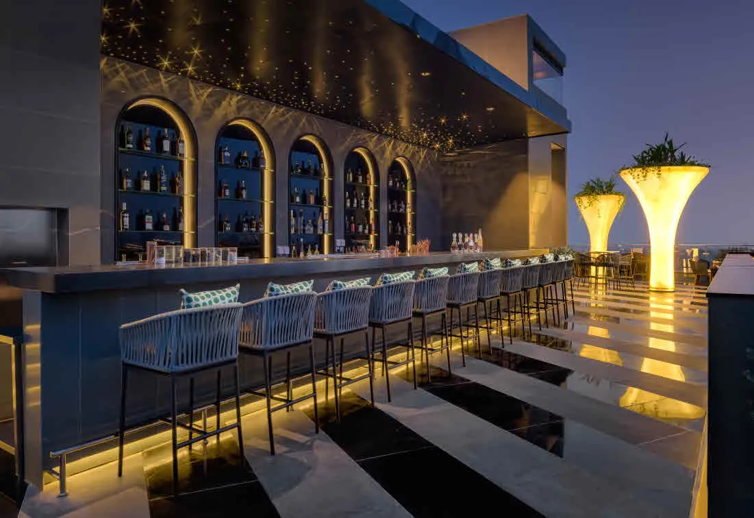 HighGround Sky Bar, Amass Central Tower — an open-air terrace over the Royal Palace and the Tonle Sap